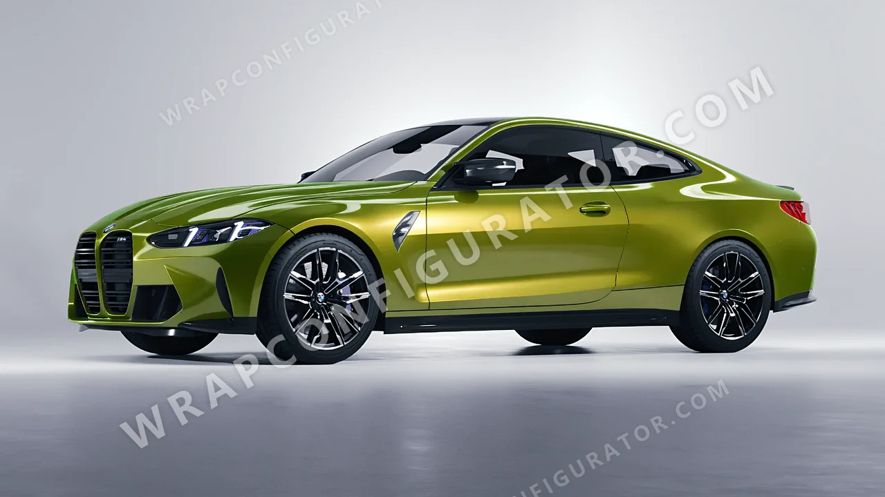 Yellow BMW M4 Coupe 2024 wrapped in KPMF Solar Flash K75409