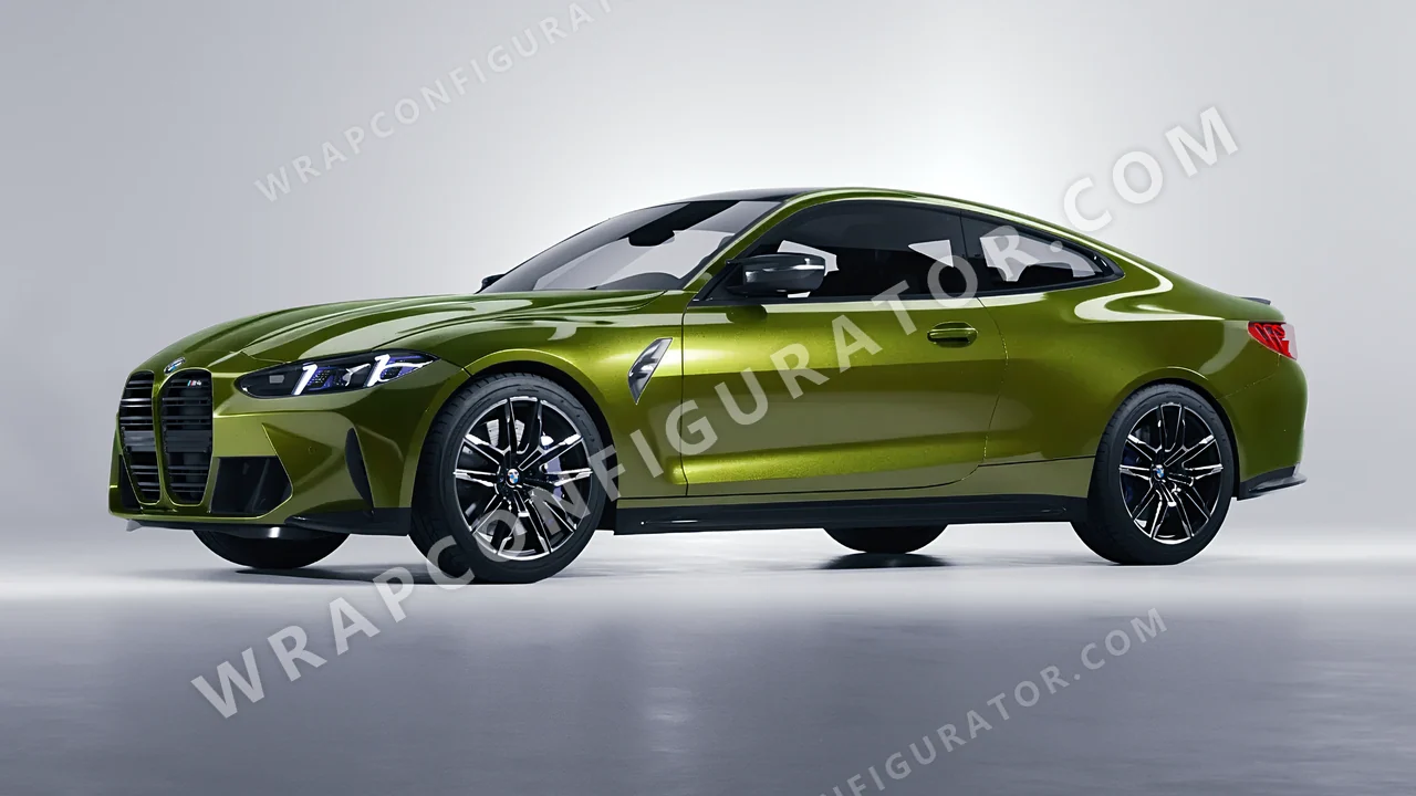 Yellow BMW M4 Coupe 2024 wrapped in KPMF Verde Solaris K75439