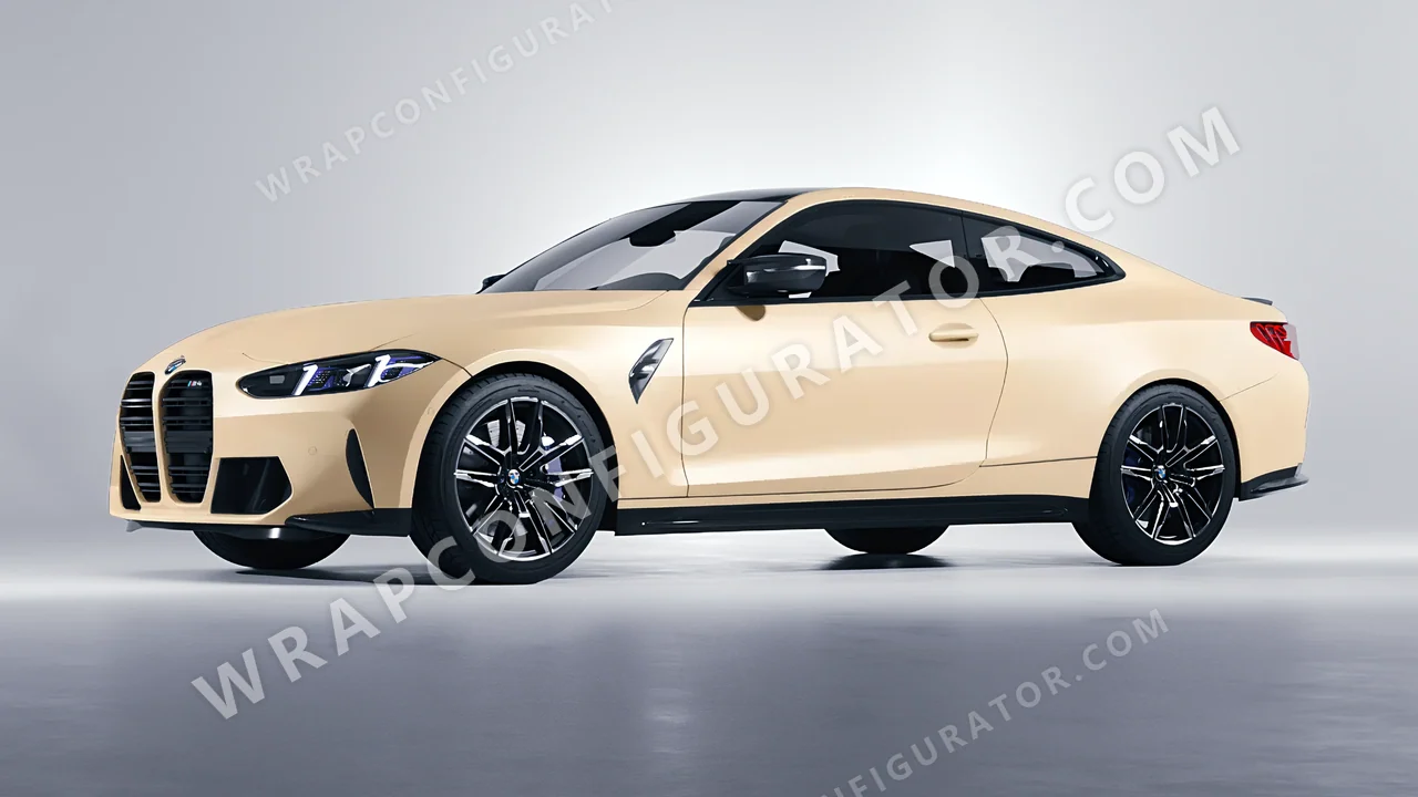 Yellow BMW M4 Coupe 2024 wrapped in ORACAL Champagne Myst 970RA-996M