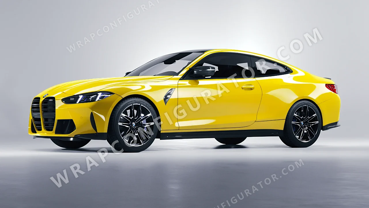 Yellow BMW M4 Coupe 2024 wrapped in ORACAL Crocus Yellow 970RA-201G