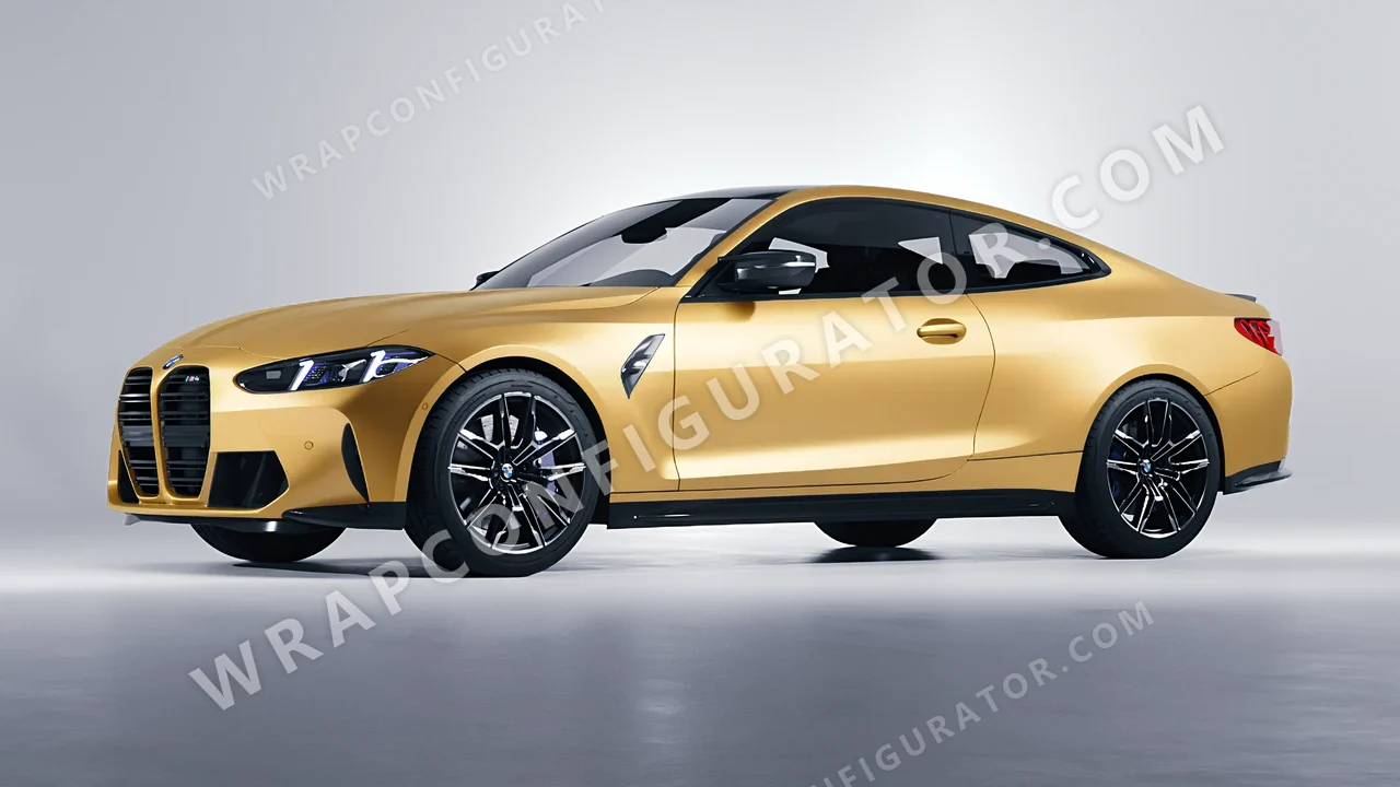 Yellow BMW M4 Coupe 2024 wrapped in ORACAL Divine Gold 970RA-995M