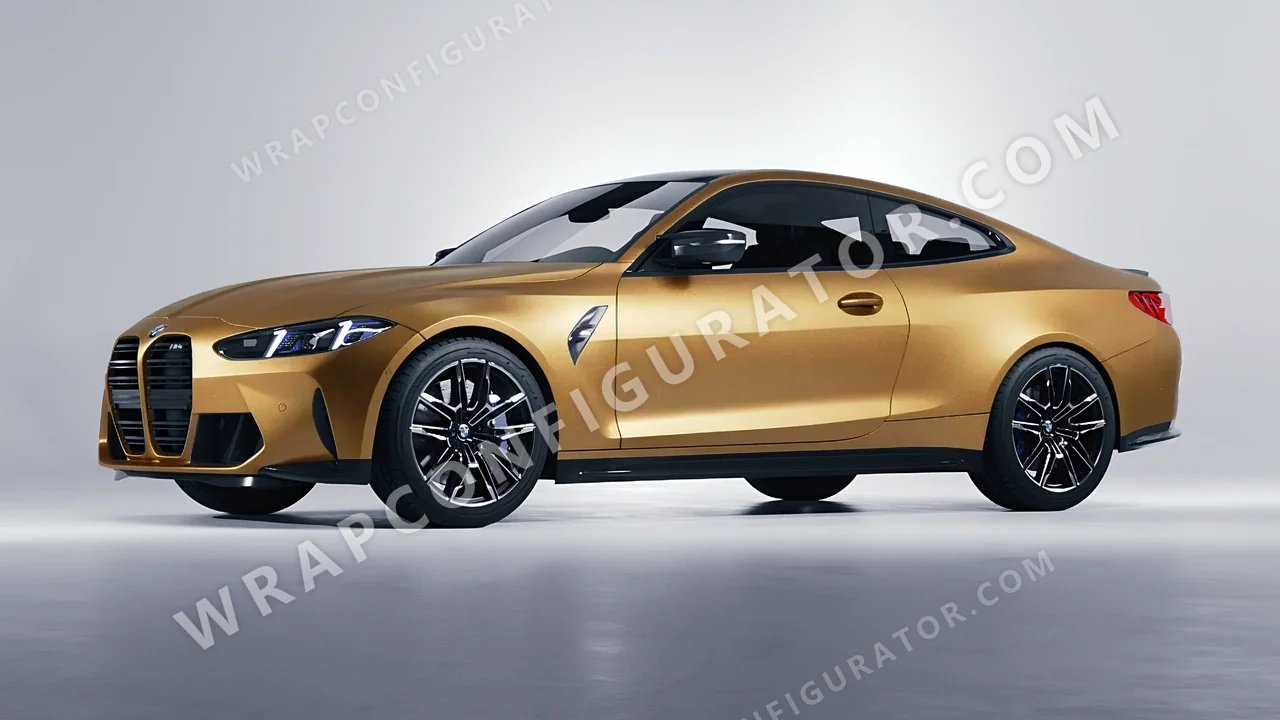 Yellow BMW M4 Coupe 2024 wrapped in ORACAL Gold 970RA-091M