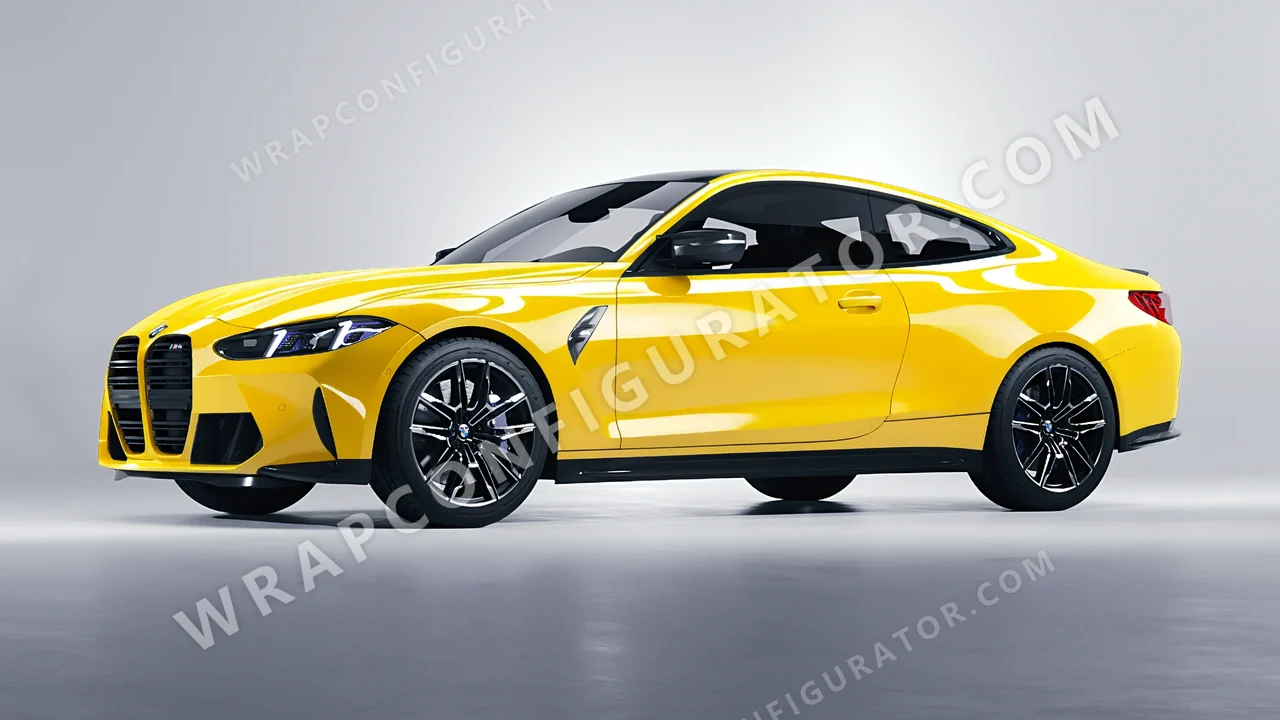 Yellow BMW M4 Coupe 2024 wrapped in ORACAL Light Yellow 970RA-022G