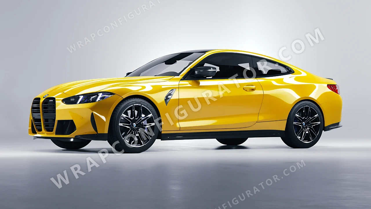 Yellow BMW M4 Coupe 2024 wrapped in ORACAL Post Office Yellow 970RA-208G