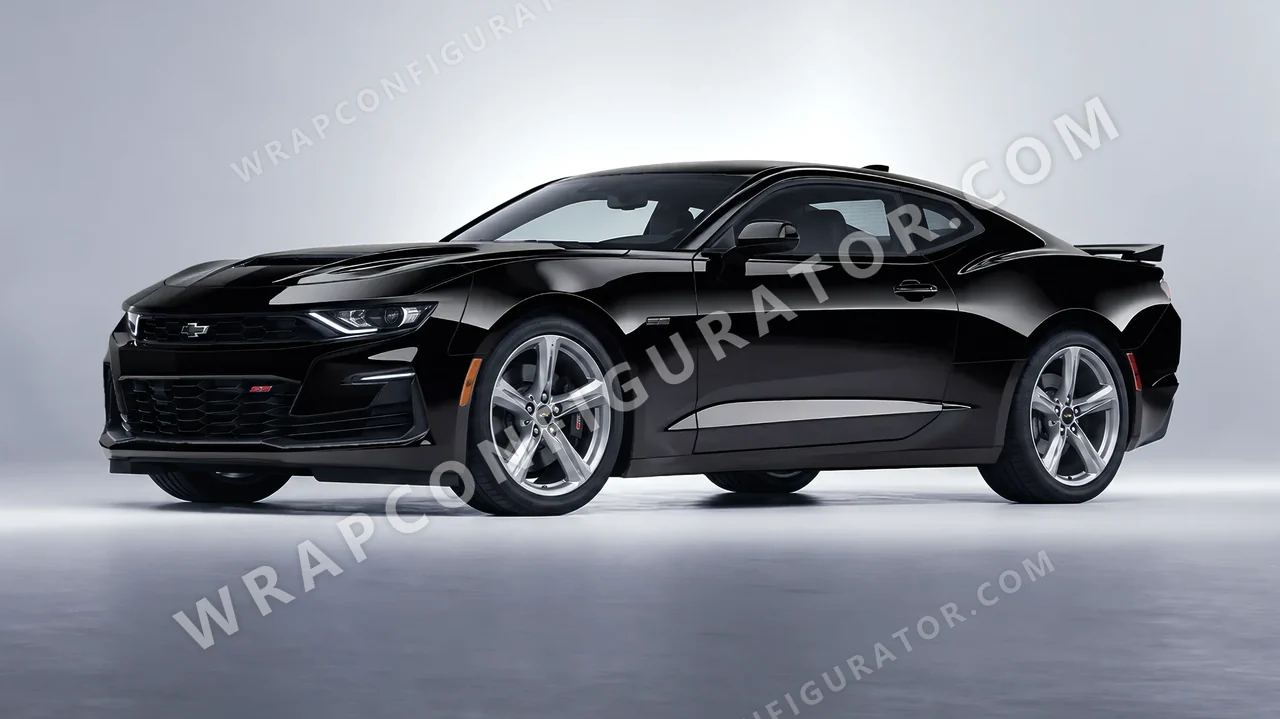 Black Chevrolet Camaro SS 2020 wrapped in 3M Black HG12
