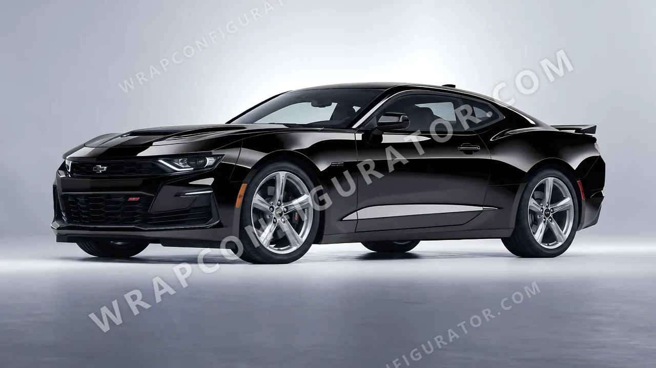 Black Chevrolet Camaro SS 2020 wrapped in 3M Black HG212