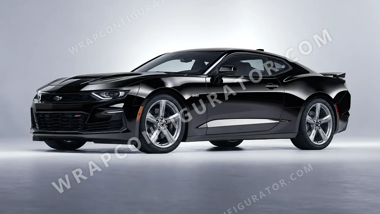 Black Chevrolet Camaro SS 2020 wrapped in 3M Gloss Black Metallic G212