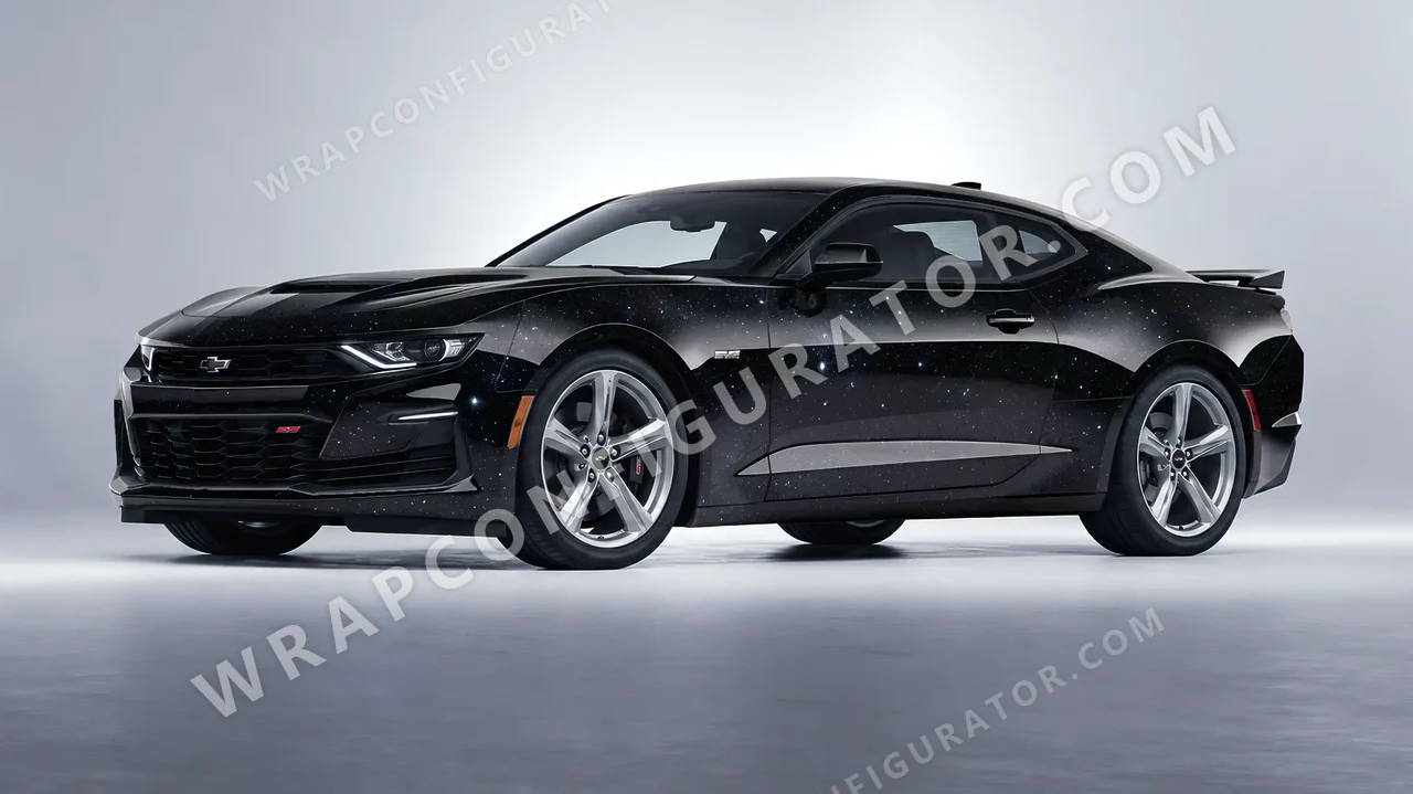 Black Chevrolet Camaro SS 2020 wrapped in 3M Gloss Galaxy Black GP292