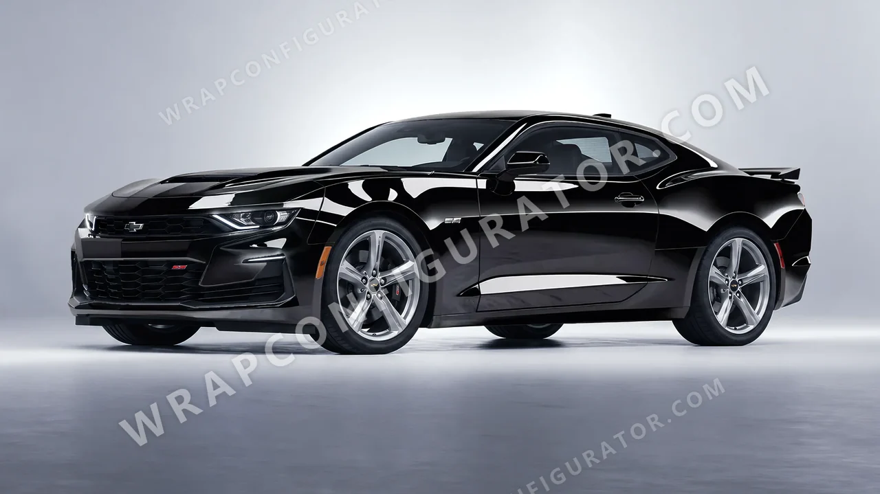 Black Chevrolet Camaro SS 2020 wrapped in Inozetek Dynamic PPF Piano Black DPPF701