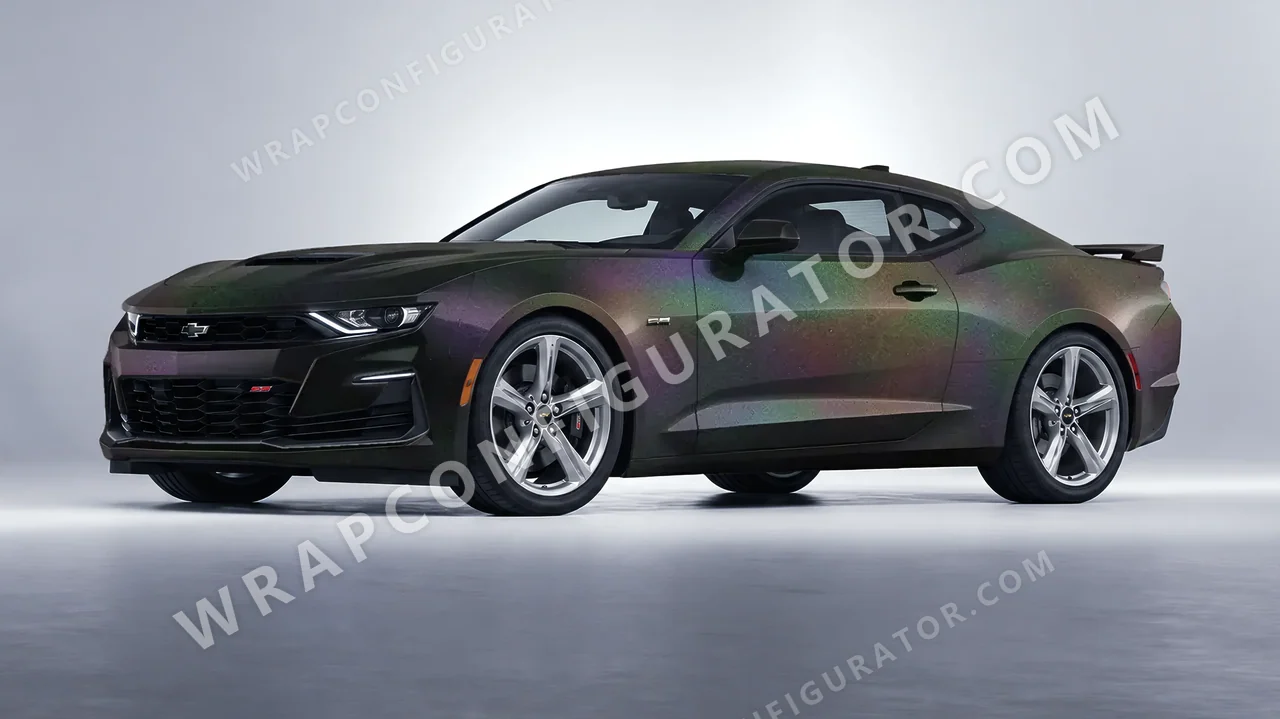Black Chevrolet Camaro SS 2020 wrapped in KPMF Matt Morpheus Black Starlight K75571