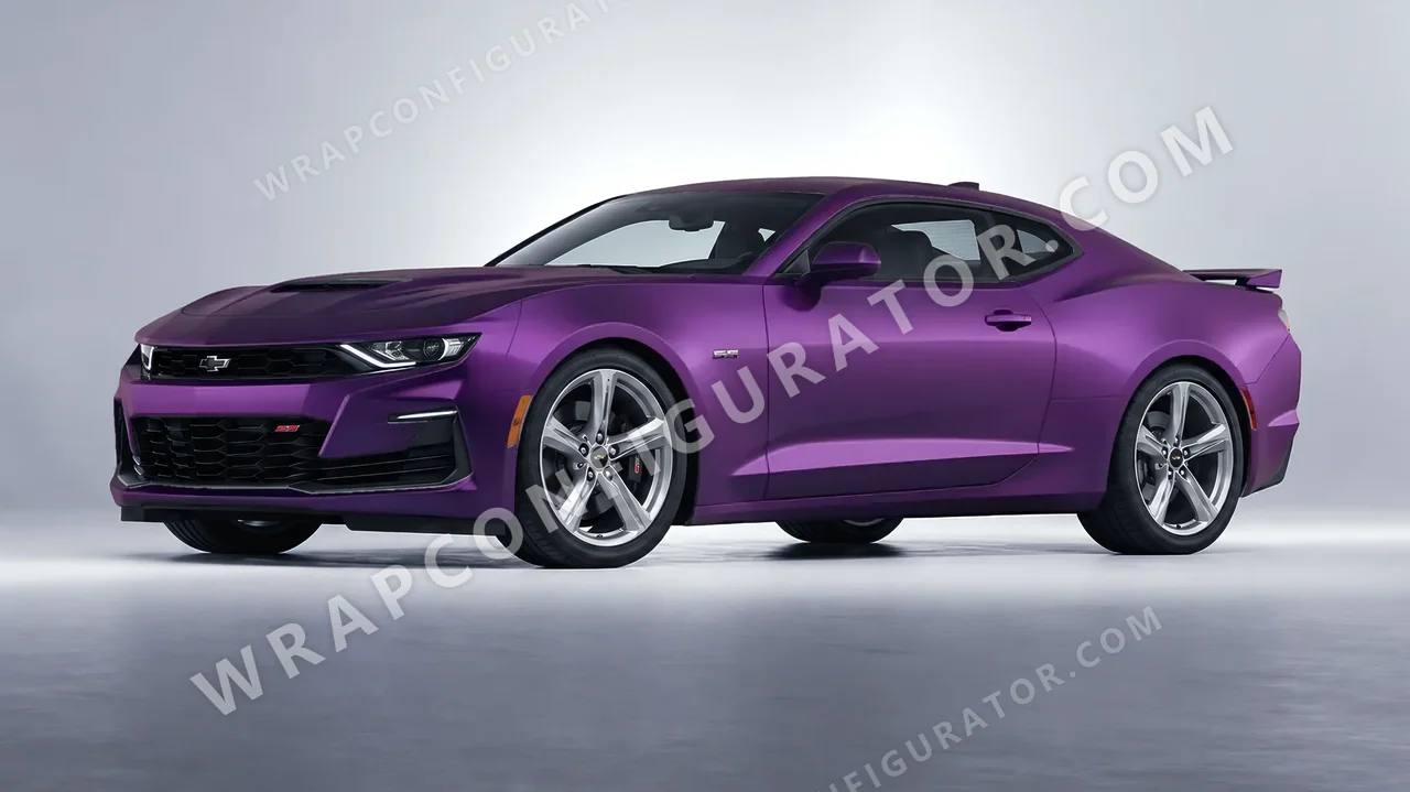 Black Chevrolet Camaro SS 2020 wrapped in KPMF Matt Purple Black Iridescent K75565