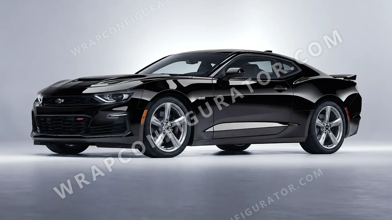 Black Chevrolet Camaro SS 2020 wrapped in KPMF Perfect Black K75443