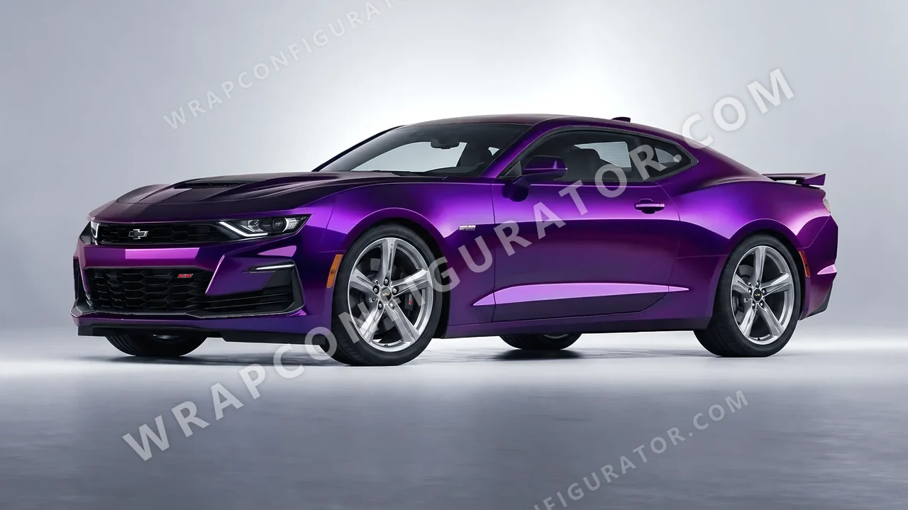 Black Chevrolet Camaro SS 2020 wrapped in KPMF Purple Black Iridescent K75465