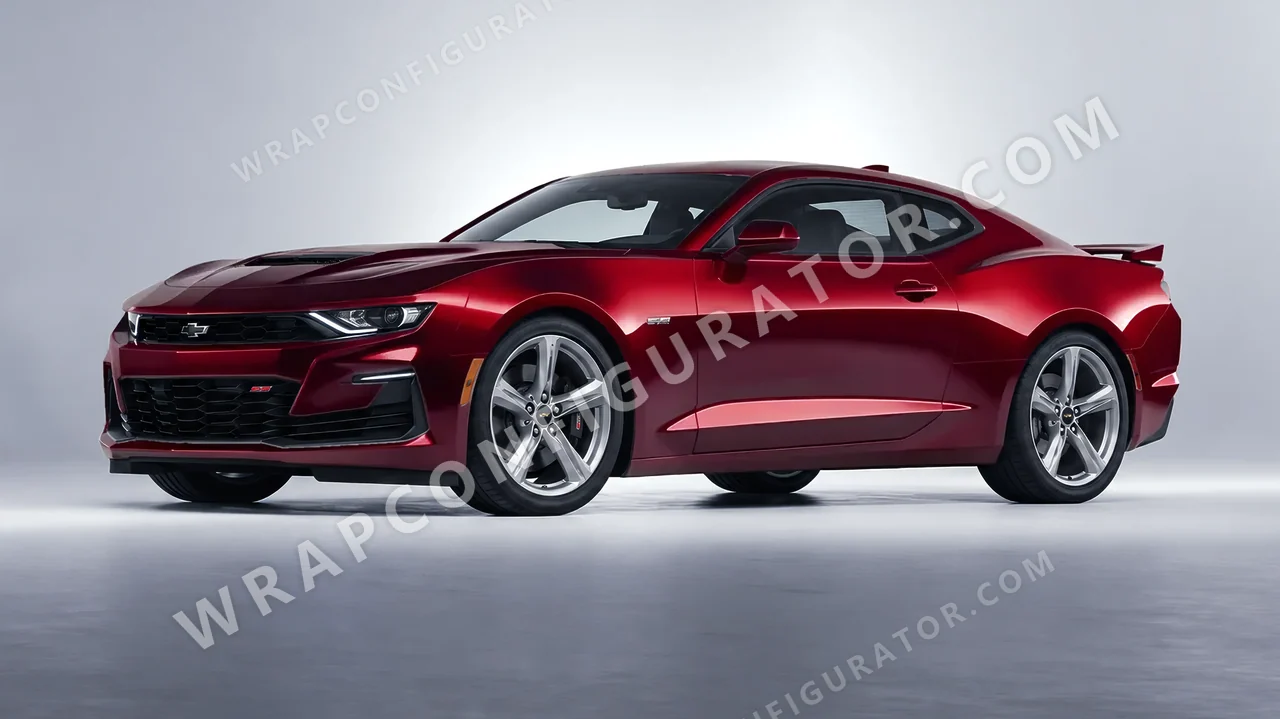 Black Chevrolet Camaro SS 2020 wrapped in KPMF Red Black Iridescent K75408