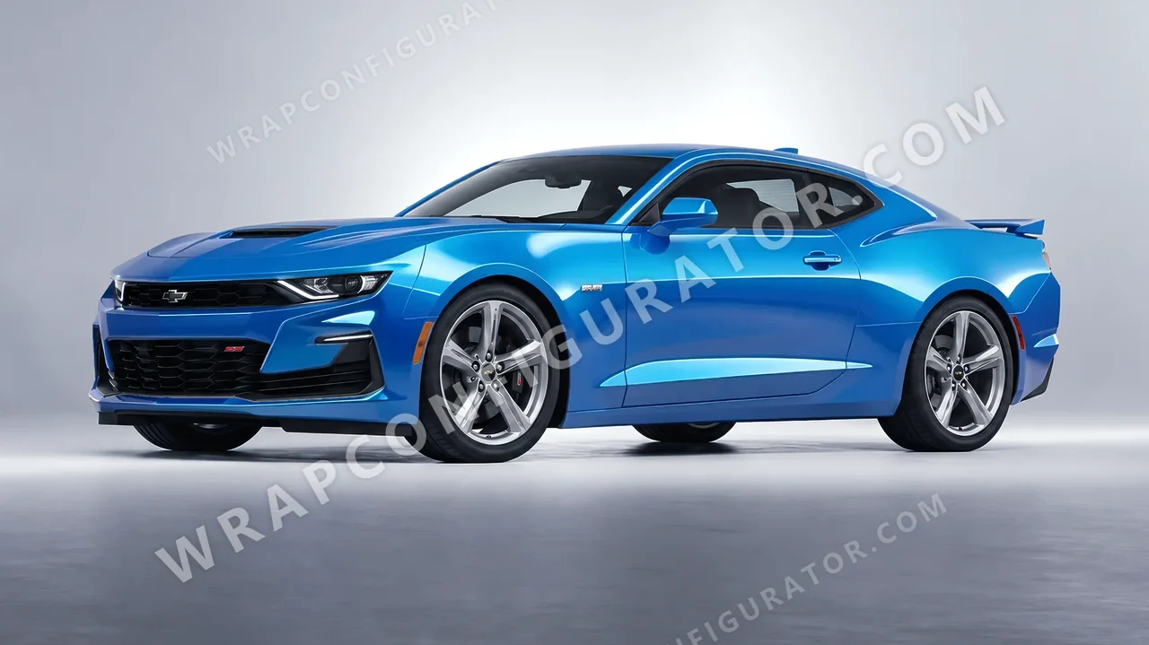 Blue Chevrolet Camaro SS 2020 wrapped in 3M Gloss Blue Fire G337
