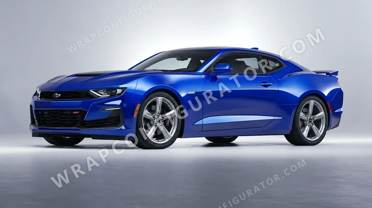 Blue Chevrolet Camaro SS 2020 wrapped in 3M Gloss Deep Blue Metallic G217
