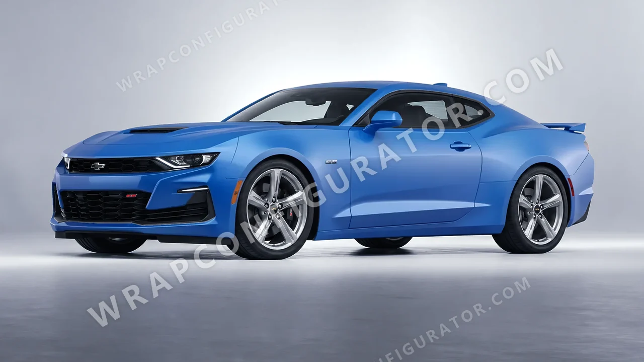 Blue Chevrolet Camaro SS 2020 wrapped in 3M Matte Blue Metallic M227