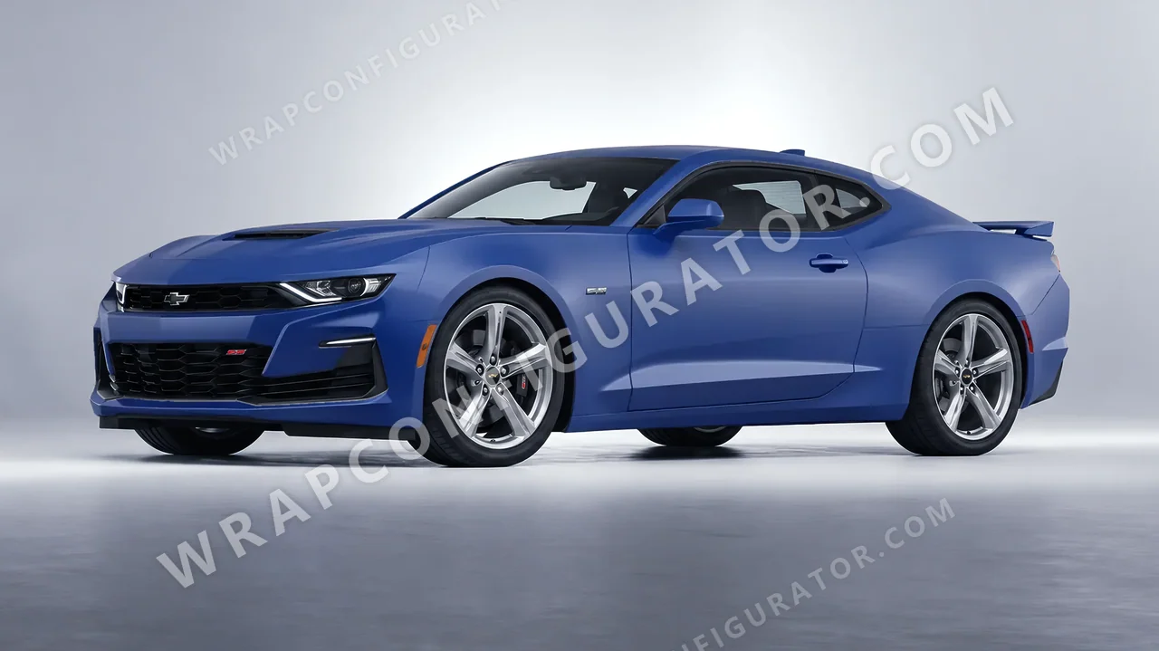 Blue Chevrolet Camaro SS 2020 wrapped in 3M Matte Slate Blue Metallic M217
