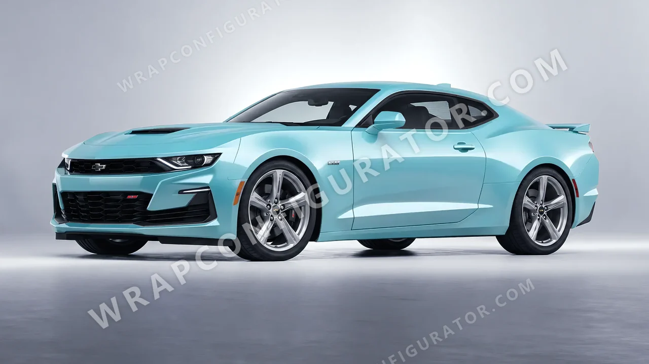 Blue Chevrolet Camaro SS 2020 wrapped in 3M Satin Key West S57