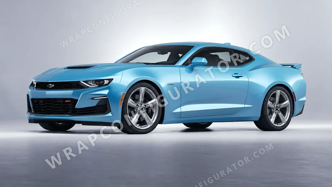 Blue Chevrolet Camaro SS 2020 wrapped in 3M Satin Ocean Shimmer S327