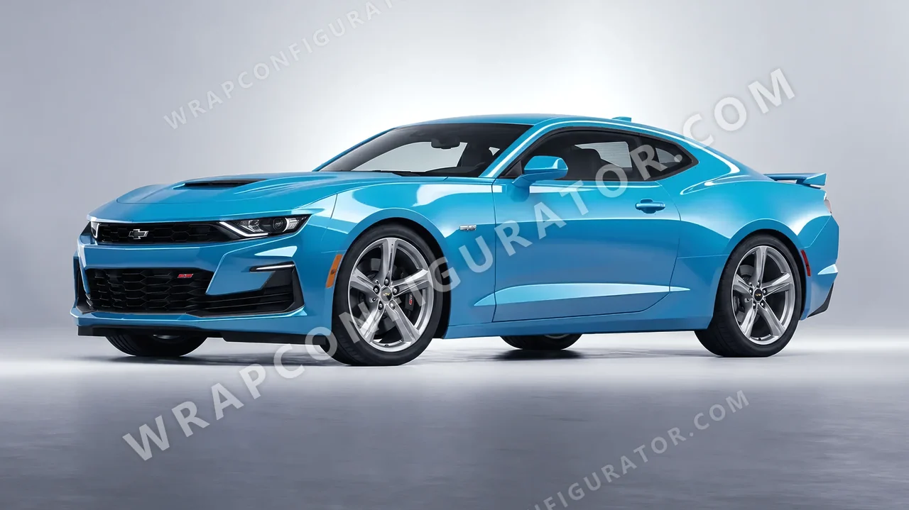 Blue Chevrolet Camaro SS 2020 wrapped in Avery Dennison Aqua Blue SW900-636-O