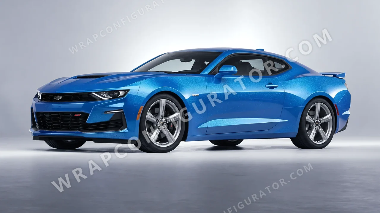 Blue Chevrolet Camaro SS 2020 wrapped in Avery Dennison Bright Blue SW900-646-M