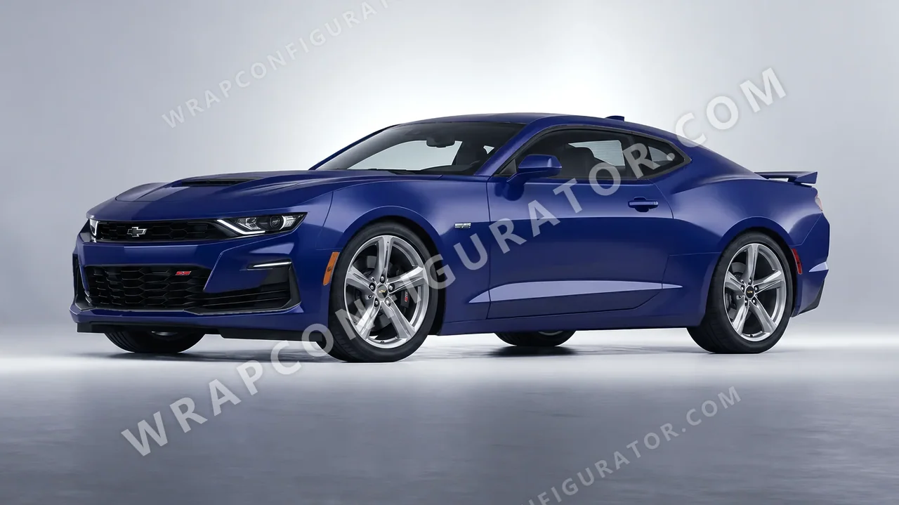 Blue Chevrolet Camaro SS 2020 wrapped in Avery Dennison Dark Blue SW900-682-O