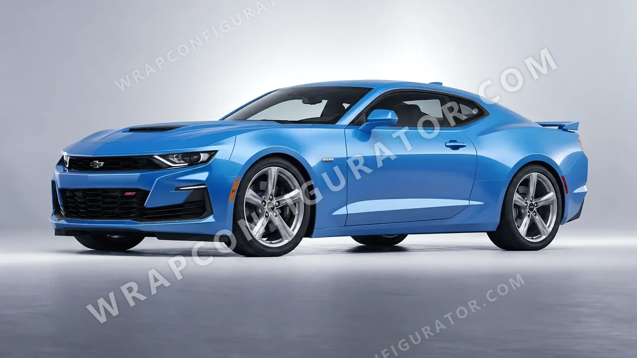 Blue Chevrolet Camaro SS 2020 wrapped in Avery Dennison Light Blue SW900-633-O
