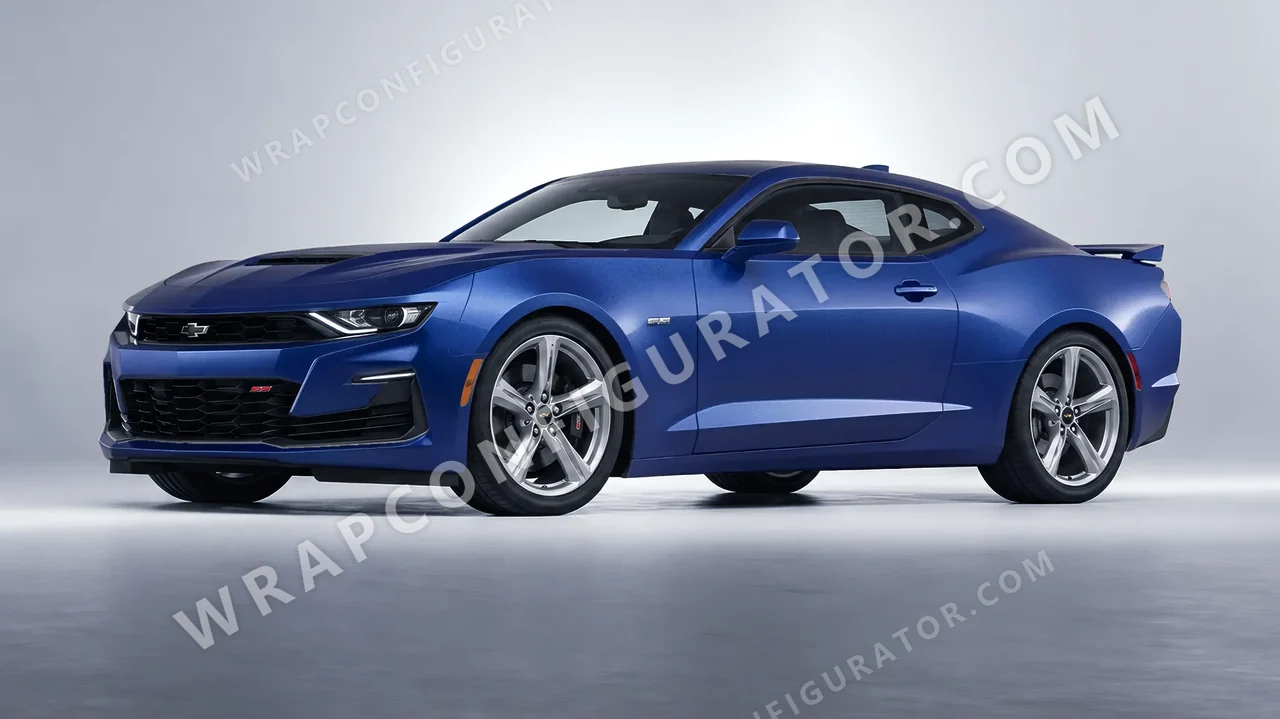 Blue Chevrolet Camaro SS 2020 wrapped in Avery Dennison Night Blue SW900-623-M