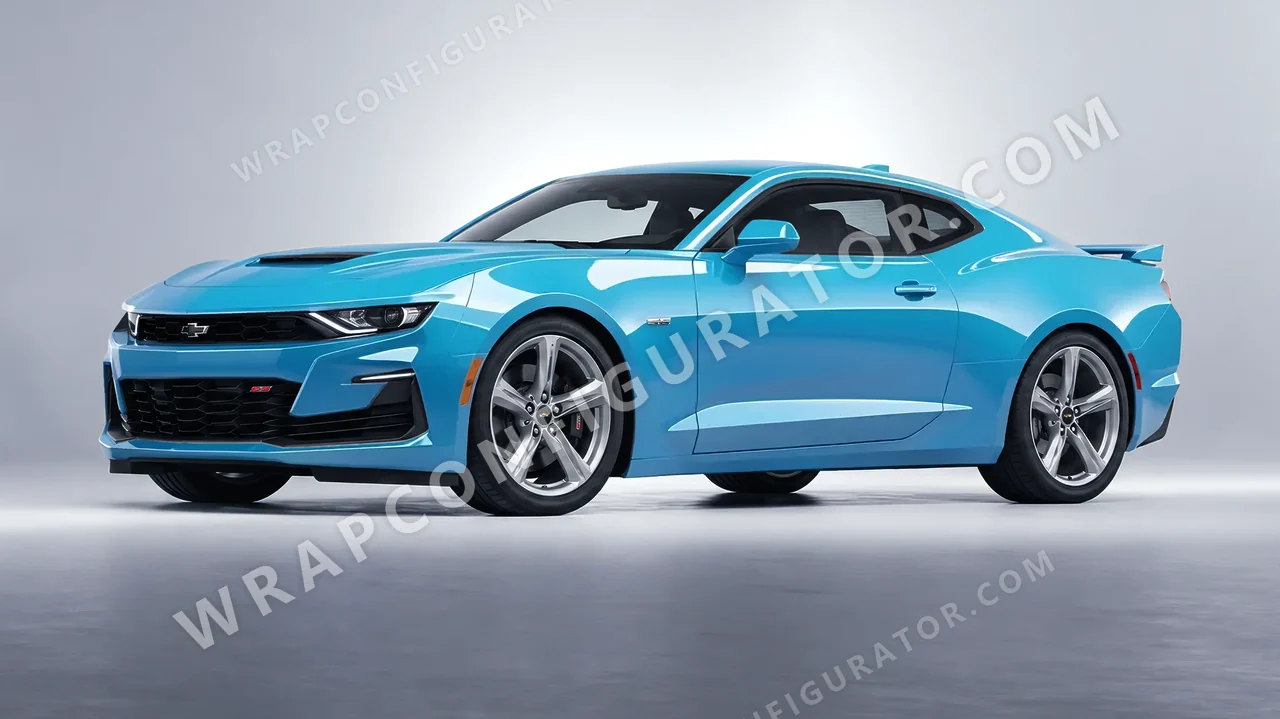 Blue Chevrolet Camaro SS 2020 wrapped in Avery Dennison Sea Breeze Blue SW900-648-O