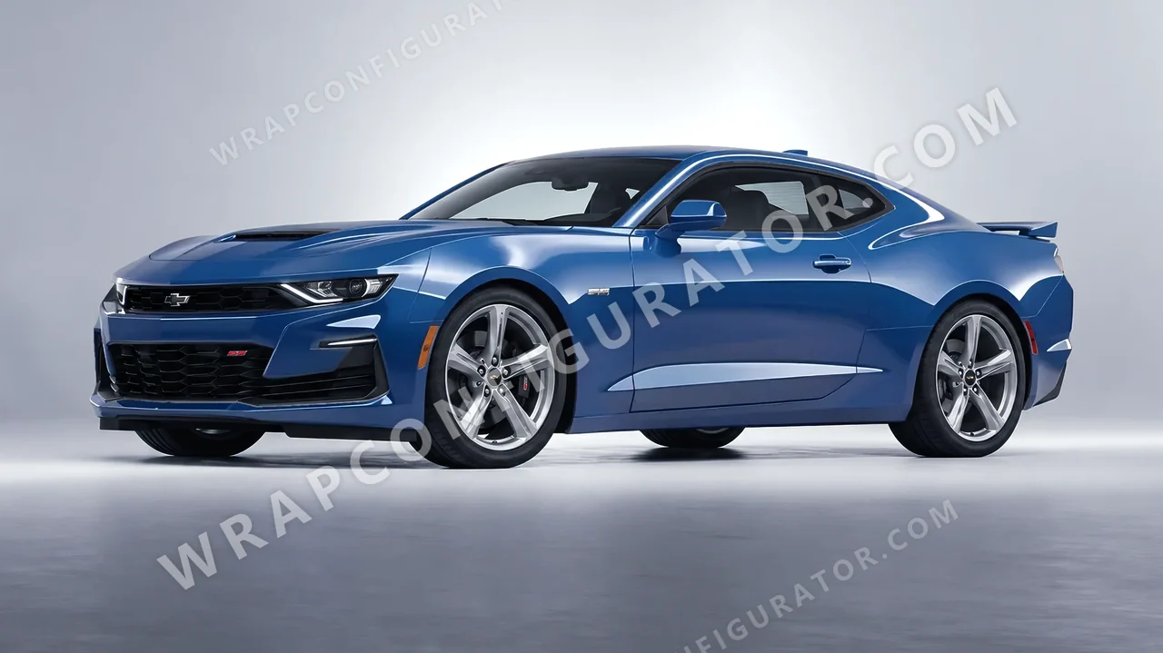 Blue Chevrolet Camaro SS 2020 wrapped in Avery Dennison Smoky Blue SW900-612-O