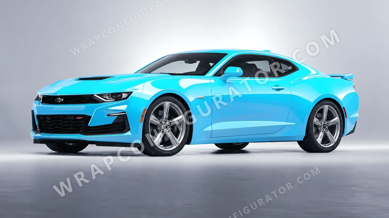Blue Chevrolet Camaro SS 2020 wrapped in Inozetek Dynamic PPF Coastal Blue DPPF913