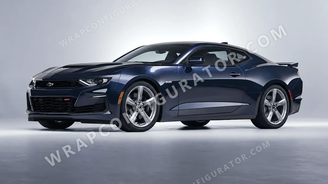 Blue Chevrolet Camaro SS 2020 wrapped in Inozetek Dynamic PPF Graphite Blue DPPF922