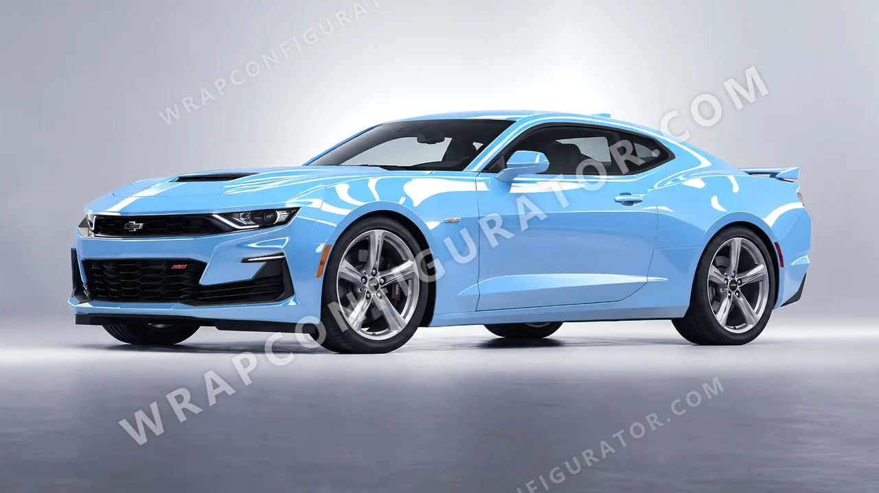 Blue Chevrolet Camaro SS 2020 wrapped in Inozetek Dynamic PPF Pebble Blue DPPF923