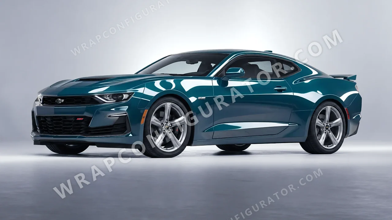 Blue Chevrolet Camaro SS 2020 wrapped in Inozetek Dynamic PPF Petrol Blue DPPF705