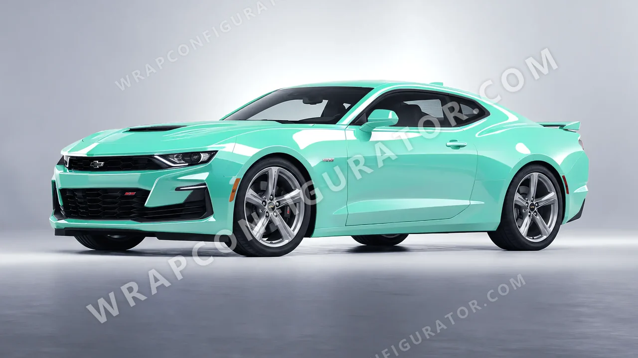 Blue Chevrolet Camaro SS 2020 wrapped in Inozetek Dynamic PPF Tiffany Blue DPPF935