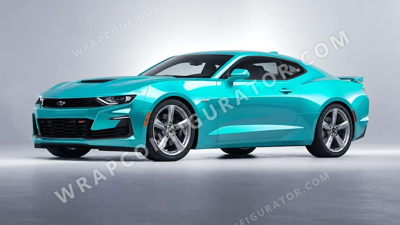 Blue Chevrolet Camaro SS 2020 wrapped in Inozetek Dynamic PPF Turquoise Blue DPPF936