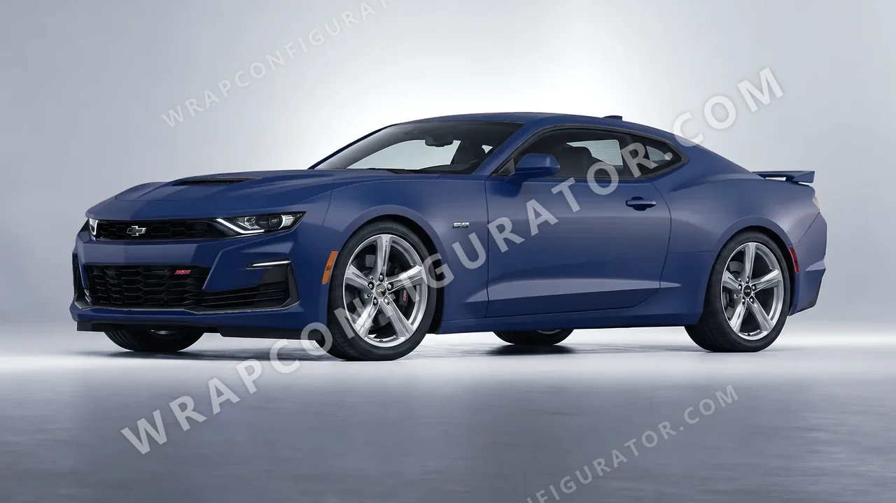 Blue Chevrolet Camaro SS 2020 wrapped in KPMF Absolute Matt Quantum Blue K75802