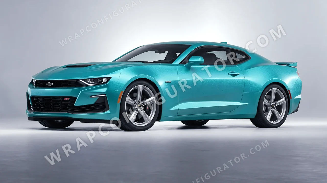 Blue Chevrolet Camaro SS 2020 wrapped in KPMF Matt Dynamic Turquoise K75511