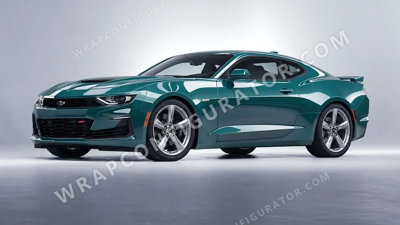 Blue Chevrolet Camaro SS 2020 wrapped in KPMF Tidal Teal K75413