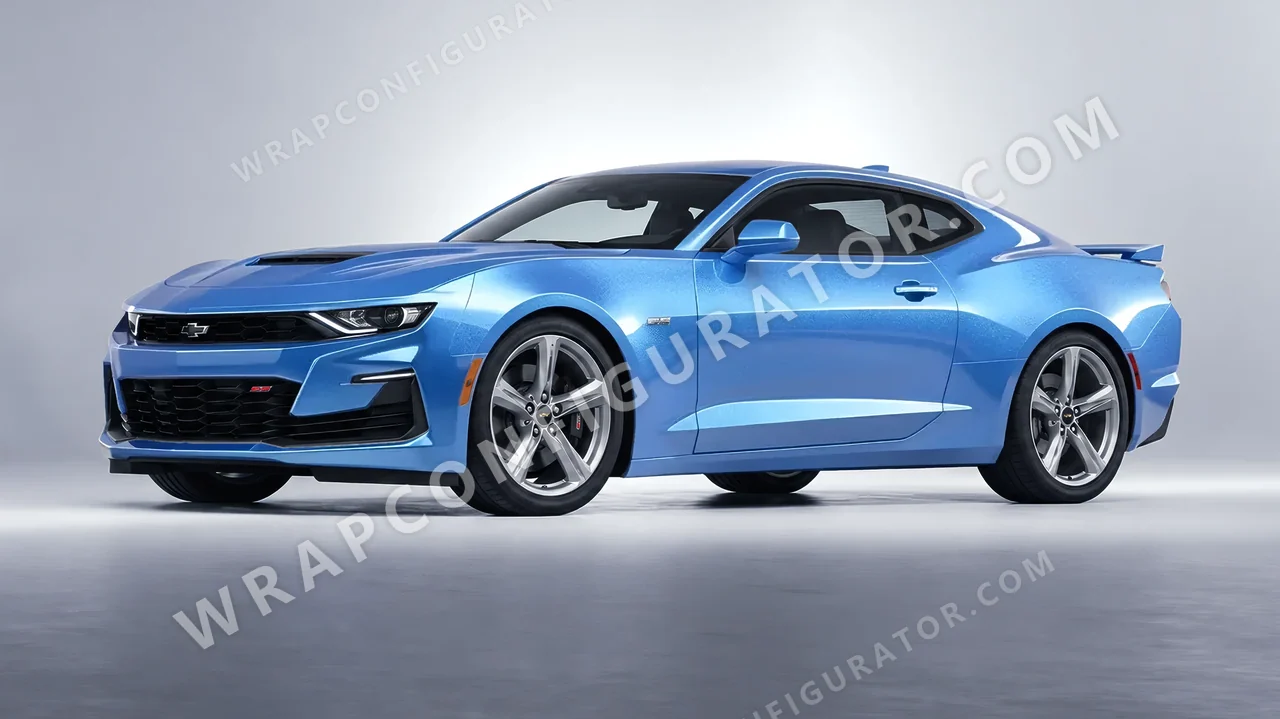 Blue Chevrolet Camaro SS 2020 wrapped in ORACAL Azure 970RA-197G