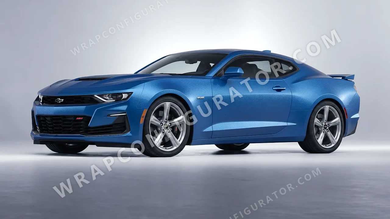 Blue Chevrolet Camaro SS 2020 wrapped in ORACAL Azure 970RA-197M