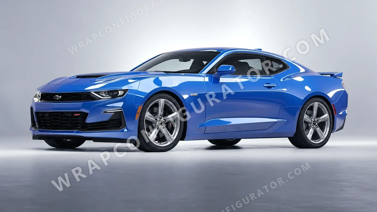 Blue Chevrolet Camaro SS 2020 wrapped in ORACAL Glacier Blue 970RA-555G