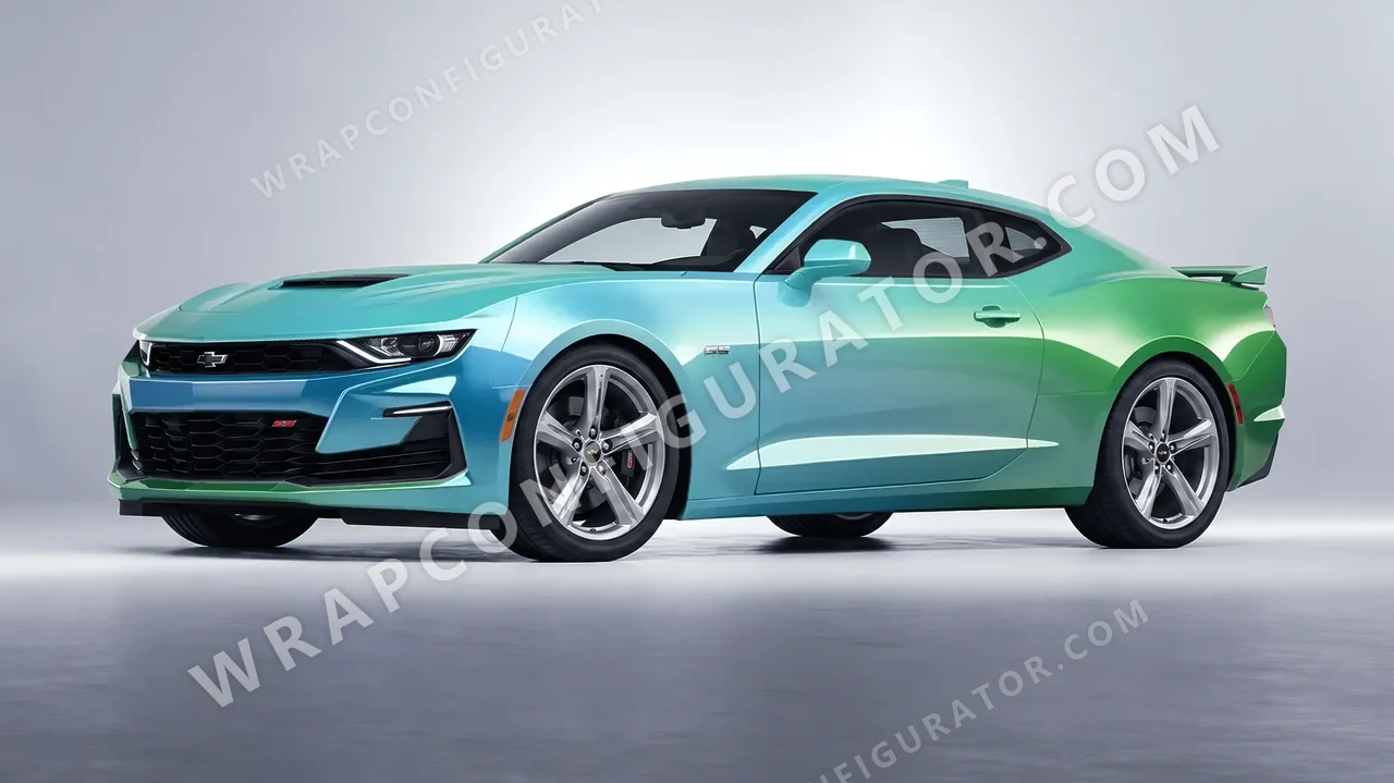 Blue Chevrolet Camaro SS 2020 wrapped in ORACAL Gloss Aquamarine 970RA-318G