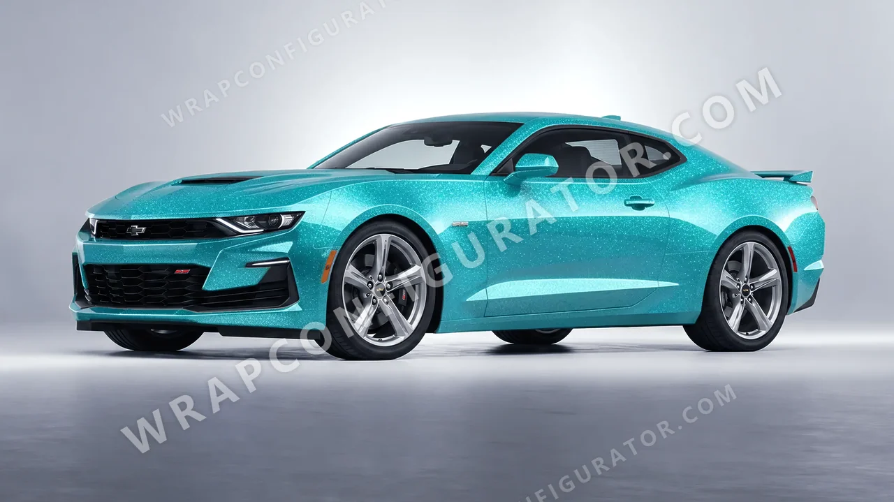 Blue Chevrolet Camaro SS 2020 wrapped in ORACAL Gloss Turbo Turquoise 970RA-182G