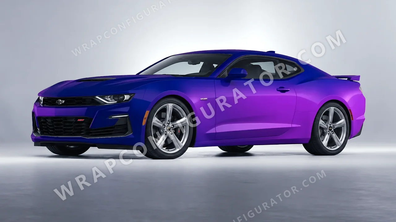 Blue Chevrolet Camaro SS 2020 wrapped in ORACAL Matt Ultramarine Violet 970RA-319M