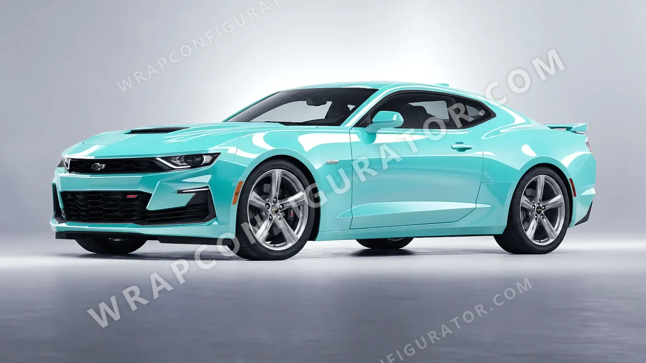 Blue Chevrolet Camaro SS 2020 wrapped in ORACAL Mint 970RA-055G