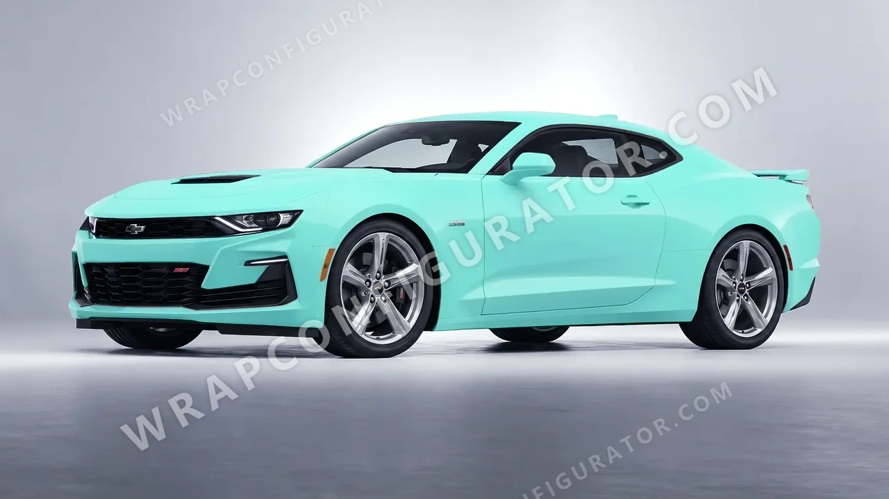Blue Chevrolet Camaro SS 2020 wrapped in ORACAL Mint 970RA-055M