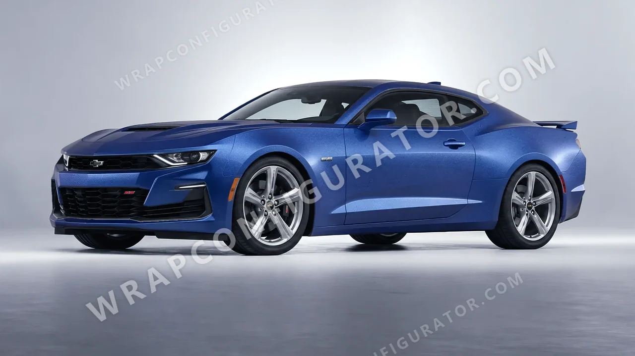 Blue Chevrolet Camaro SS 2020 wrapped in ORACAL Night Blue 970RA-196M