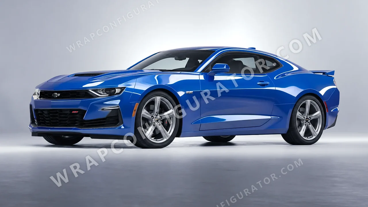Blue Chevrolet Camaro SS 2020 wrapped in ORACAL Traffic Blue 970RA-057G